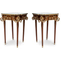 Pair of French Louis XVI style ormolu mounted side tables (2 set)