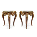 Louis XV style ormolu mounted and marquetry inlaid side table (2 set)