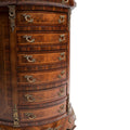 Marquetry inlaid half circle drawer chest