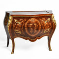 Bombe shaped Louis XV marquetry chest of drawer