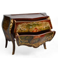 Hand painted Louis XIV style bombe commode