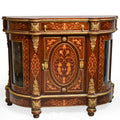 Louis XVI wood/glass marquetry cabinet