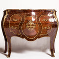 Louis XV Style Marquetry Inlaid Bombe Commode