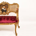 Louis XV Loveseat Tufted Seat Couch - Red