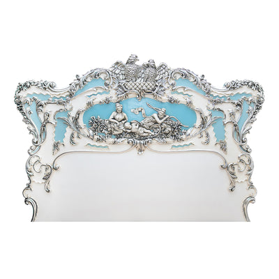 French style hand carving wooden queen size bed