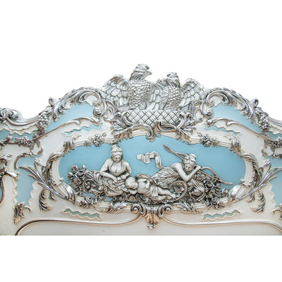 French style hand carving wooden queen size bed