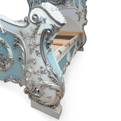 French style hand carving wooden queen size bed