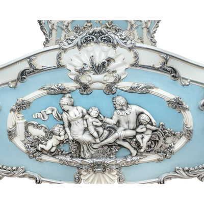 French style hand carving wooden queen size bed