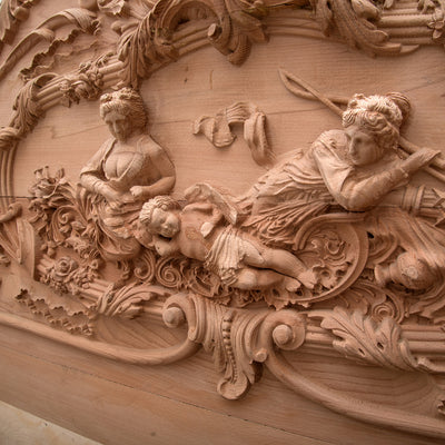 French style hand carving wooden queen size bed