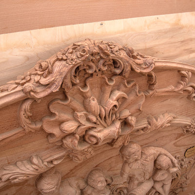 French style hand carving wooden queen size bed