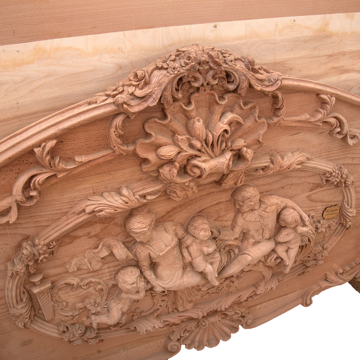 French style hand carving wooden queen size bed