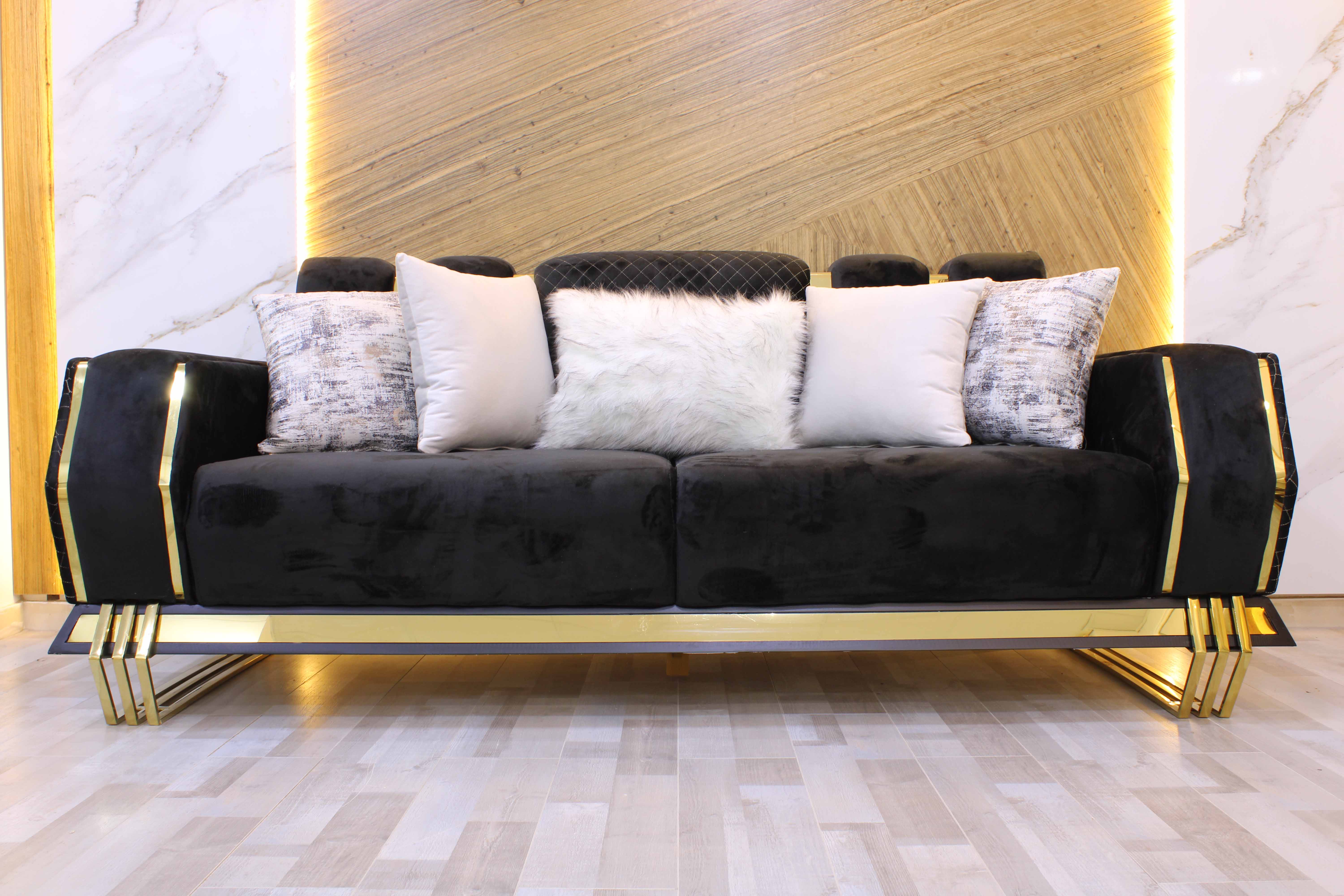 Black, White, and Gold Foundry living room