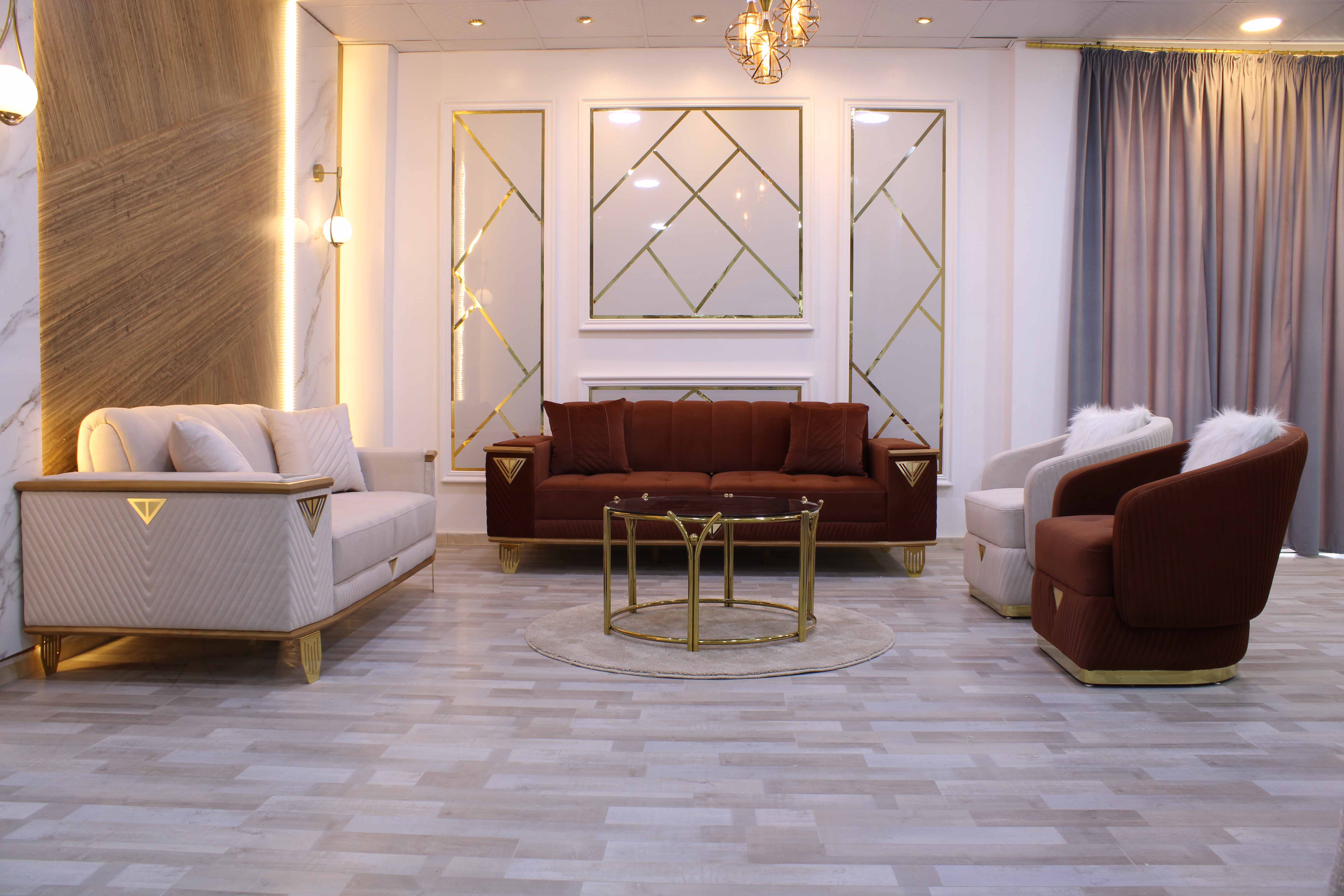 Burgundy and White Avanti living room
