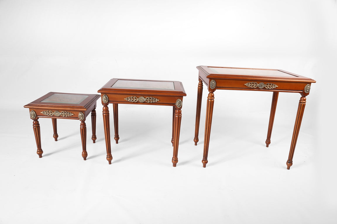 Louis XVI Classic Nesting Coffee Tables - hand drawn  (3 tables)