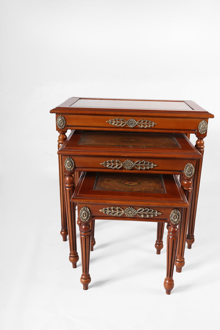 Louis XVI Classic Nesting Coffee Tables - hand drawn  (3 tables)
