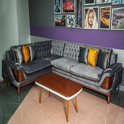 Grey velvet Juliet corner living