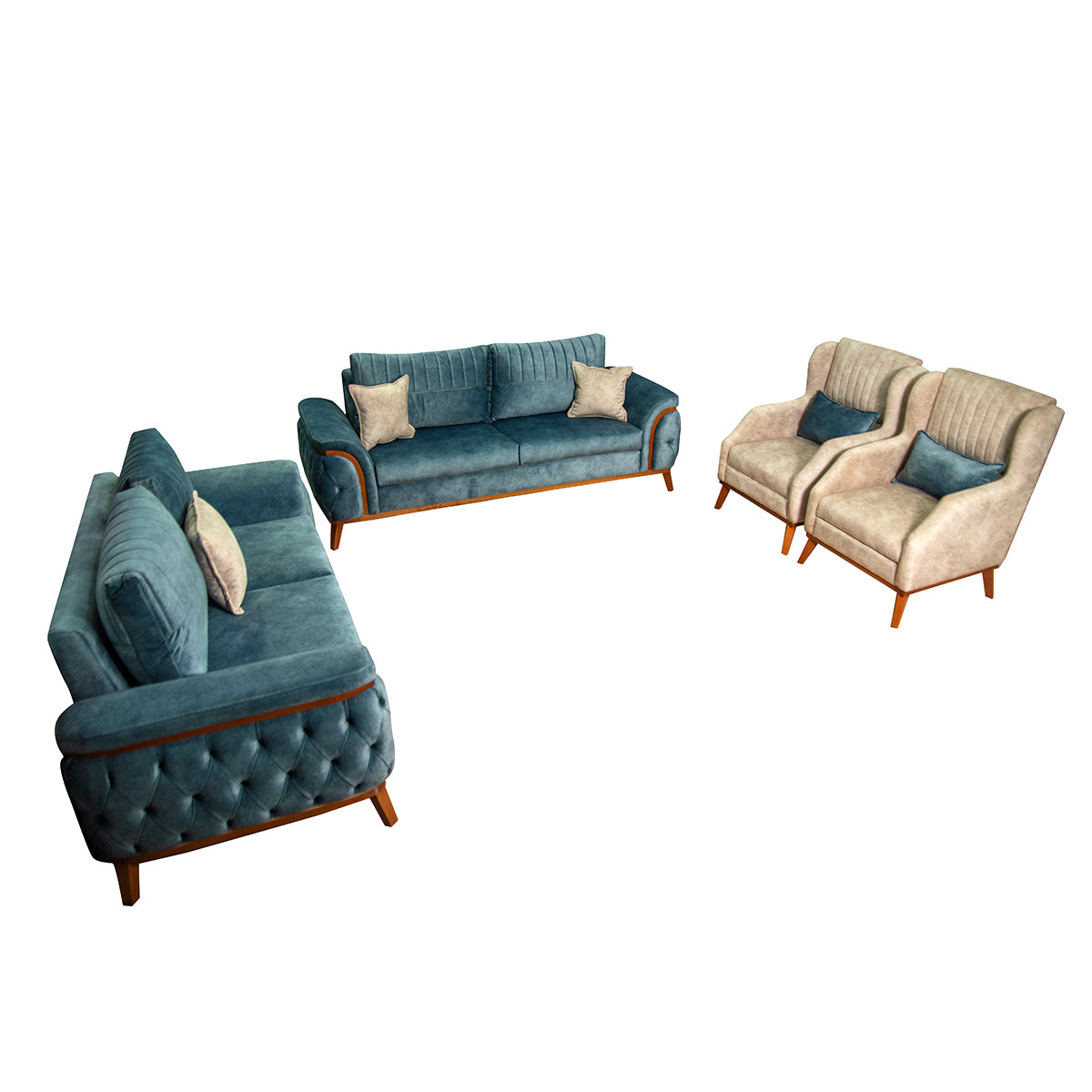 Deep seated velvet living room (4 pieces)