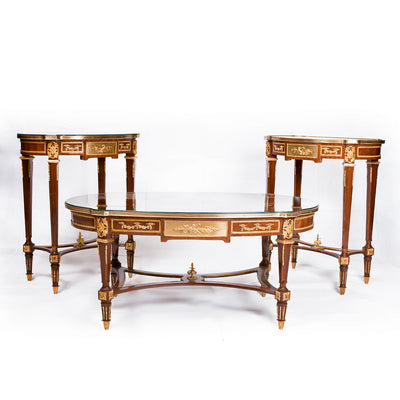 French louis XVI Marquetry Inlaid table (3 set)