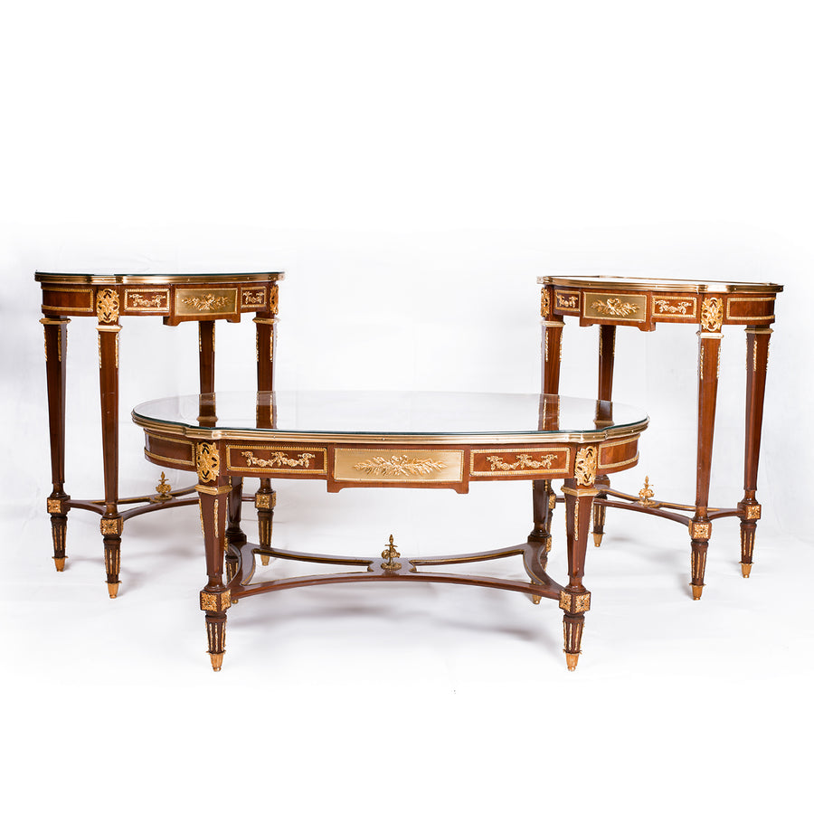 French louis XVI Marquetry Inlaid table (3 set)
