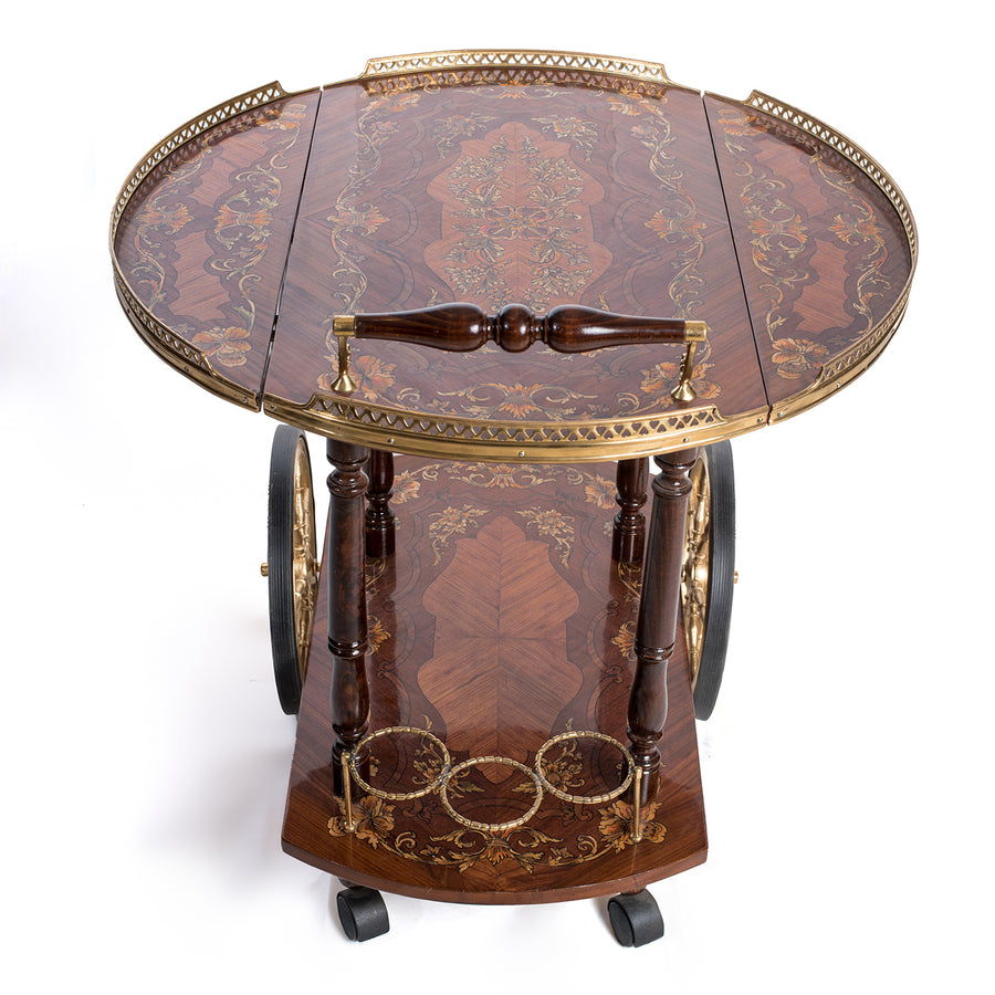 Italian Inlaid tea cart 19th century style
