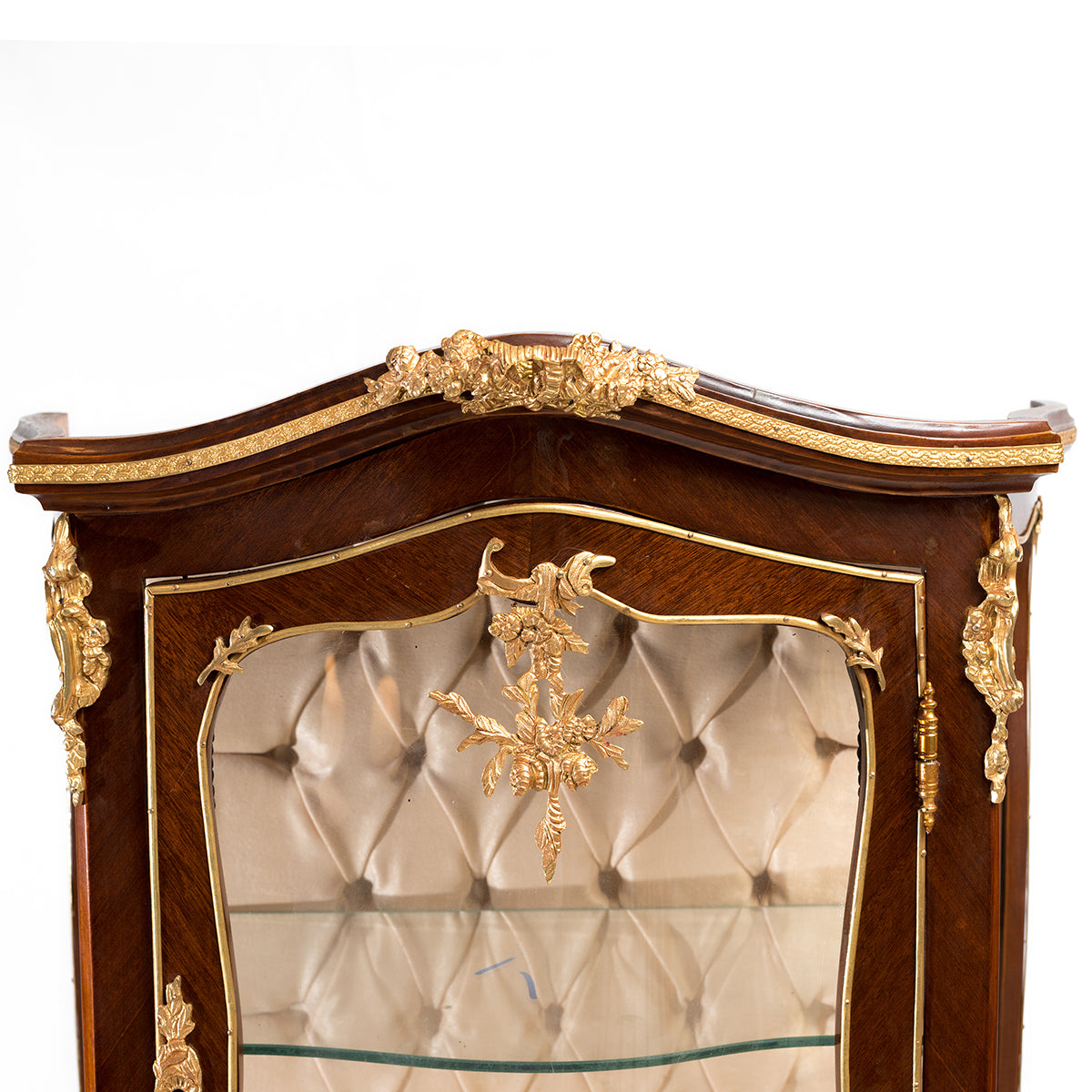 French style ormolu mounted glass vitrine cabinet and Vernis Martin