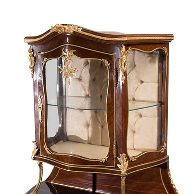 French style ormolu mounted glass vitrine cabinet and Vernis Martin