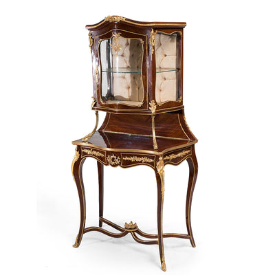 French style ormolu mounted glass vitrine cabinet and Vernis Martin