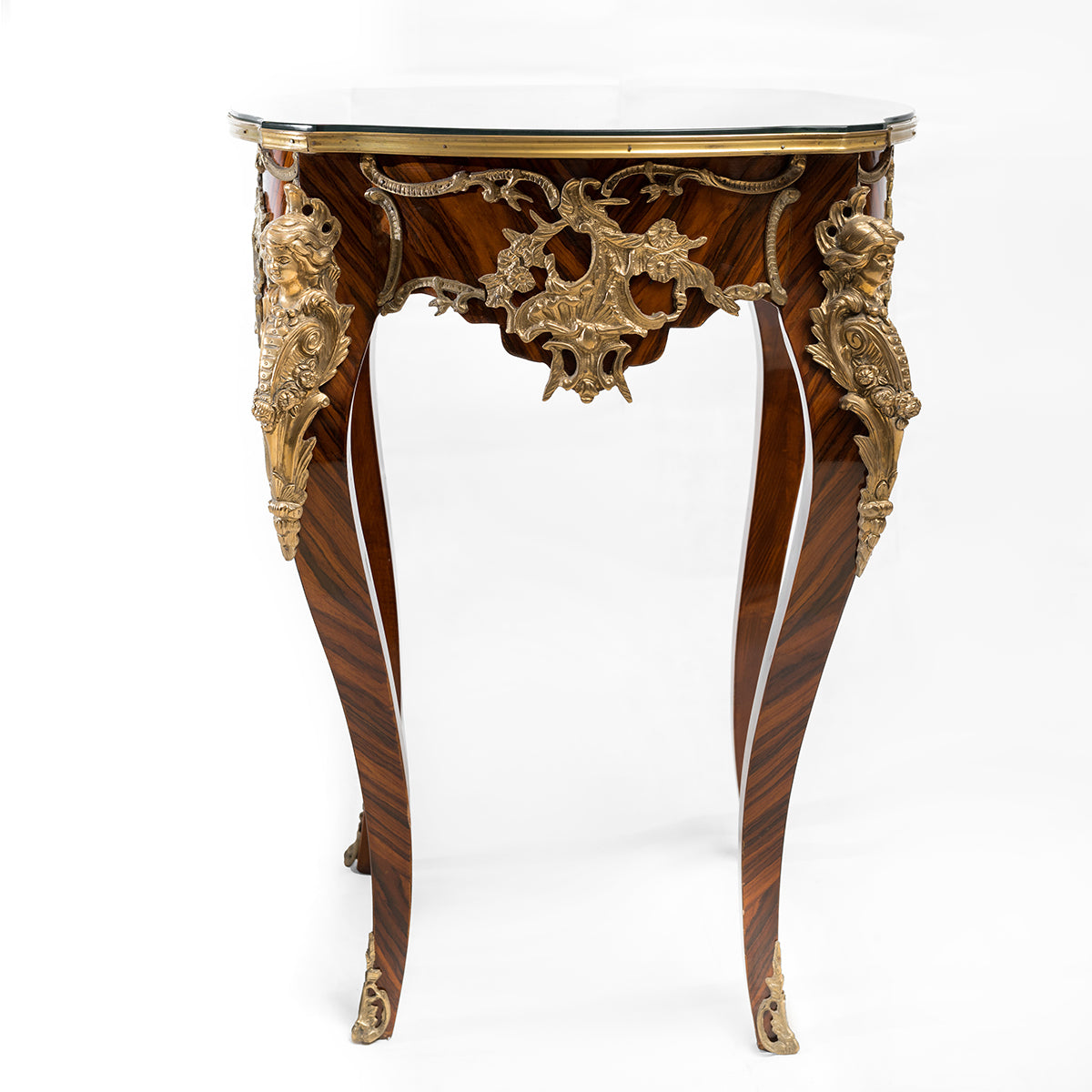Louis XV style ormolu mounted and marquetry inlaid side table (2 set)