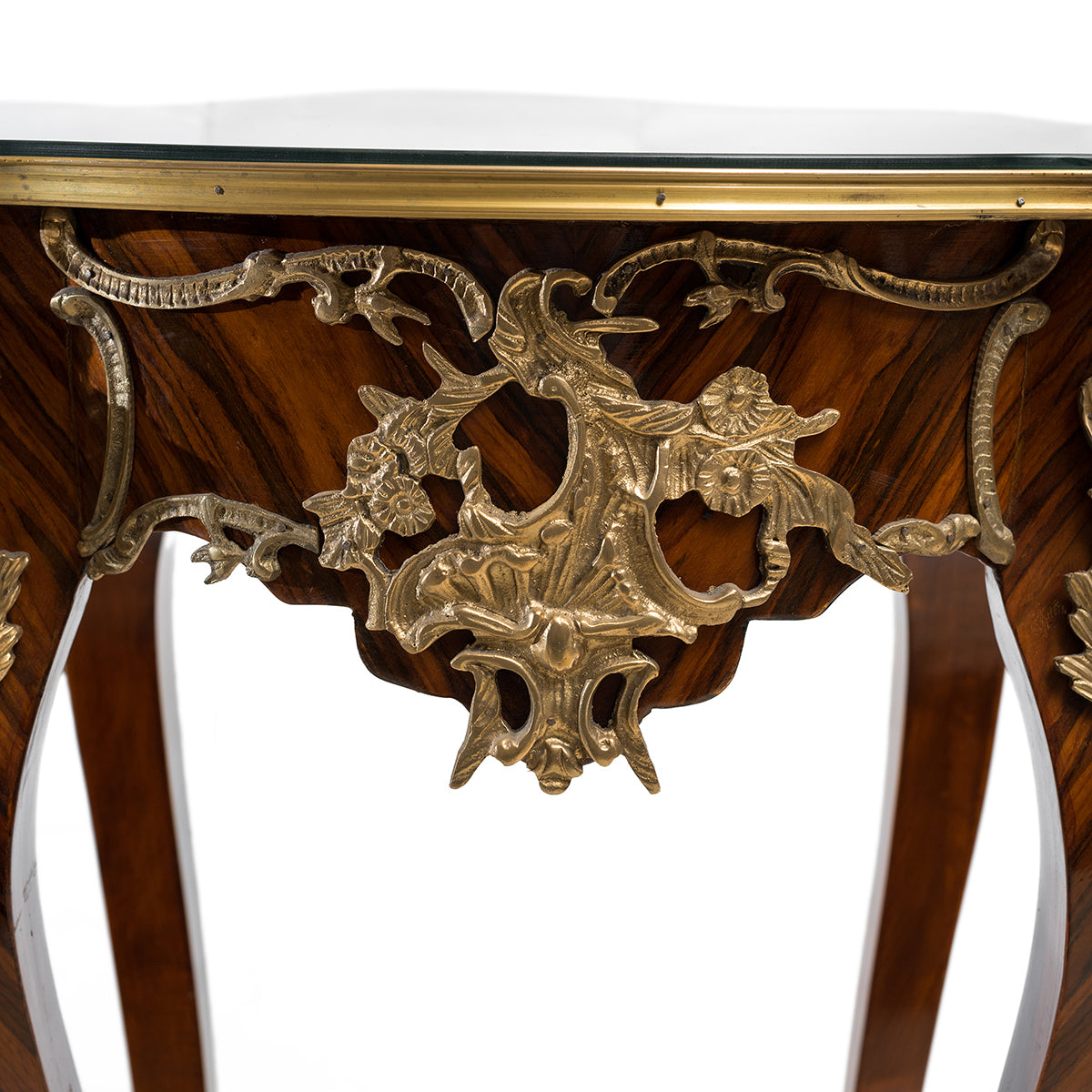 Louis XV style ormolu mounted and marquetry inlaid side table (2 set)