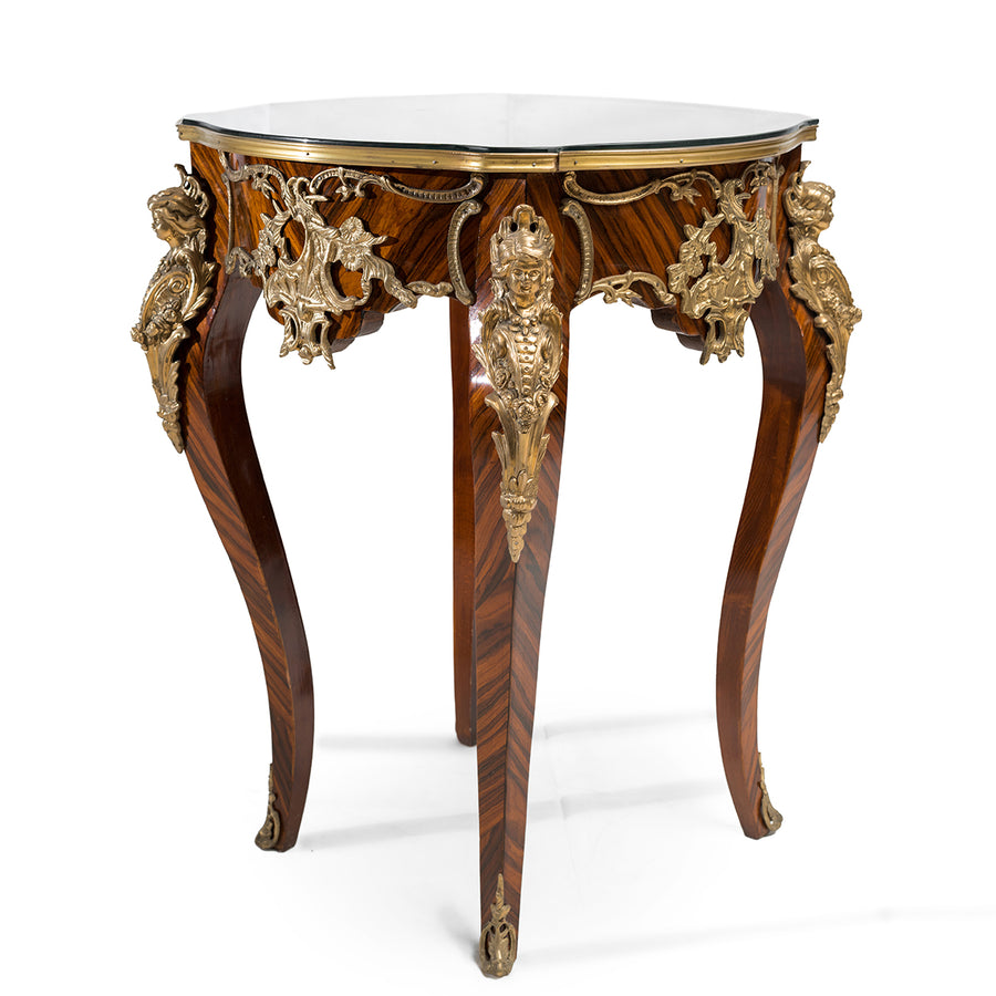Louis XV style ormolu mounted and marquetry inlaid side table