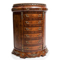 Marquetry inlaid half circle drawer chest