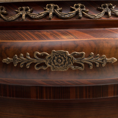 Marquetry inlaid half circle drawer chest