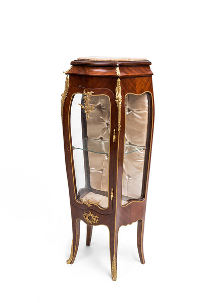 French Louis XV style bombe ormolu mounted vitrine cabinet (condensed)