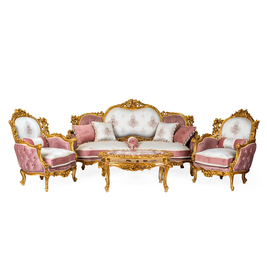 Luxury gold gilded Victorian style living room (6 pieces)