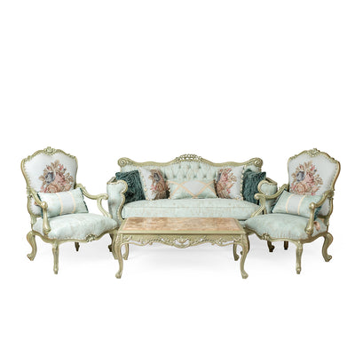 Louis XV style living room with flower bouquet back (5 pieces)