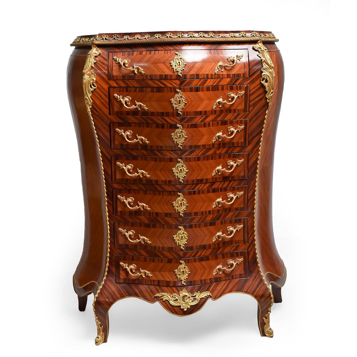 French Rococo Style Bombe 7-day Dresser