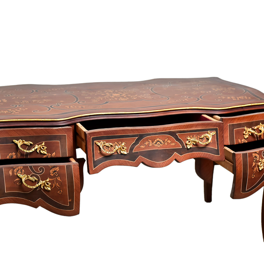 Marquetery inlaid Louis XV style office desk