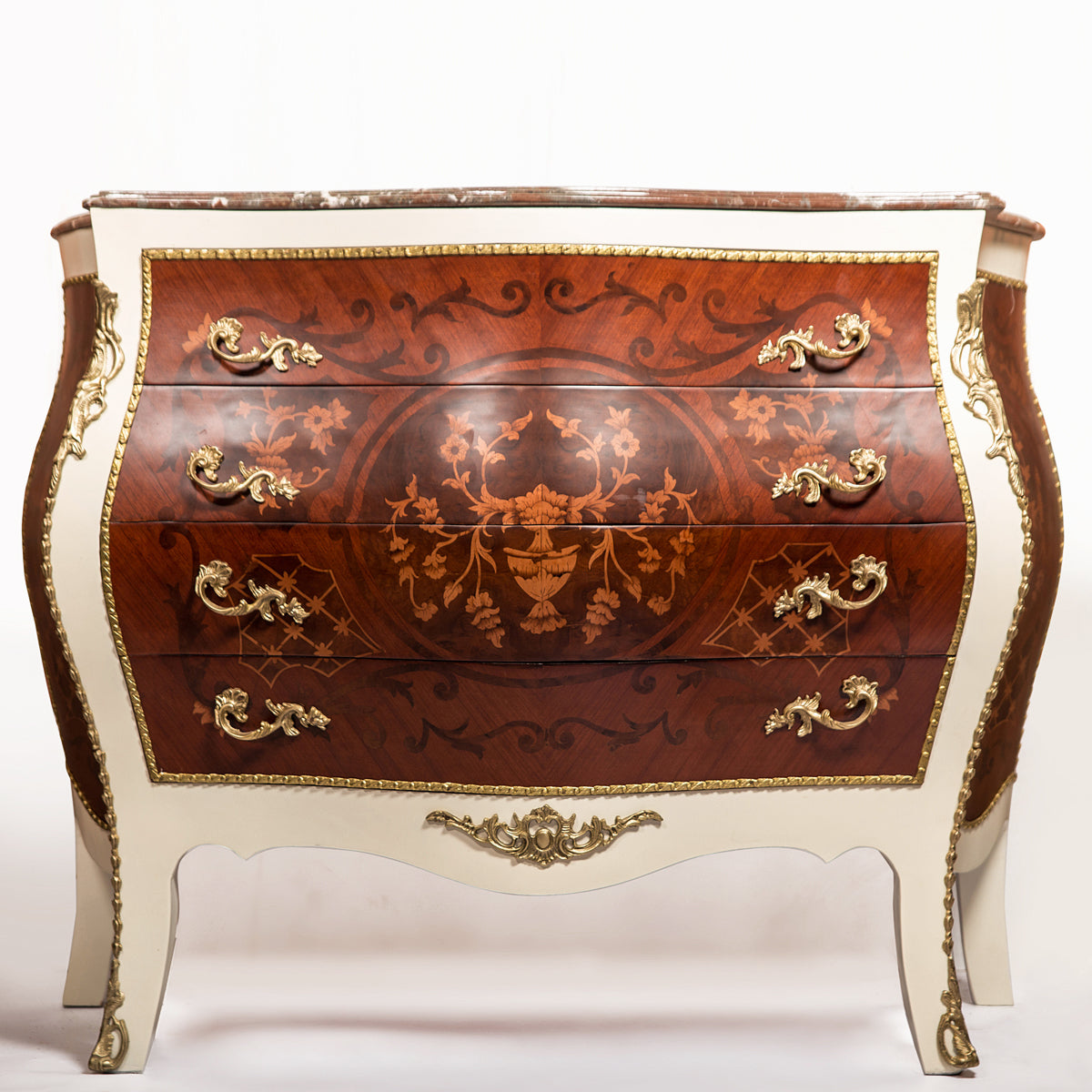 Bombe Rococo style 4 Drawers Chest