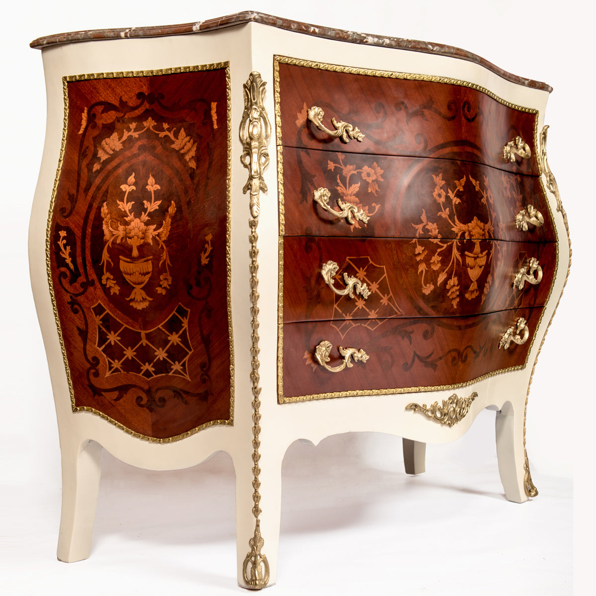 Bombe Rococo style 4 Drawers Chest | Fntique Furniture