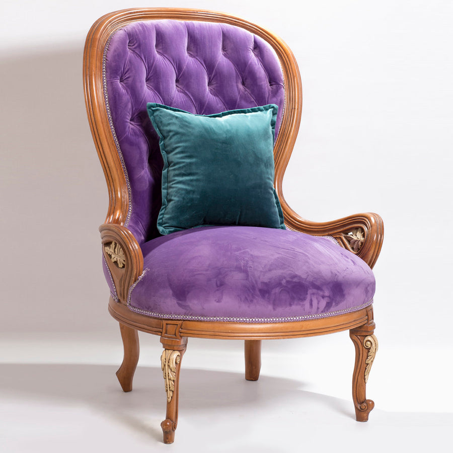 Purple tufted BergÉre armchair (2 chair set)