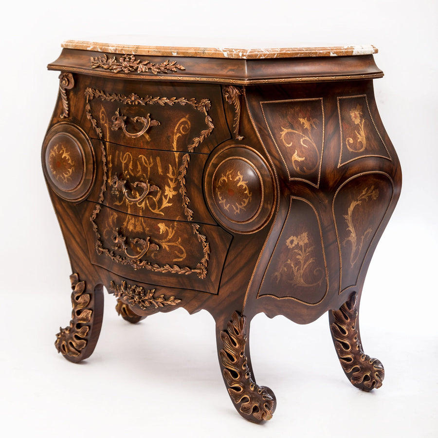 Louis XV Style Curved Commode with Marble Top (Condensed)