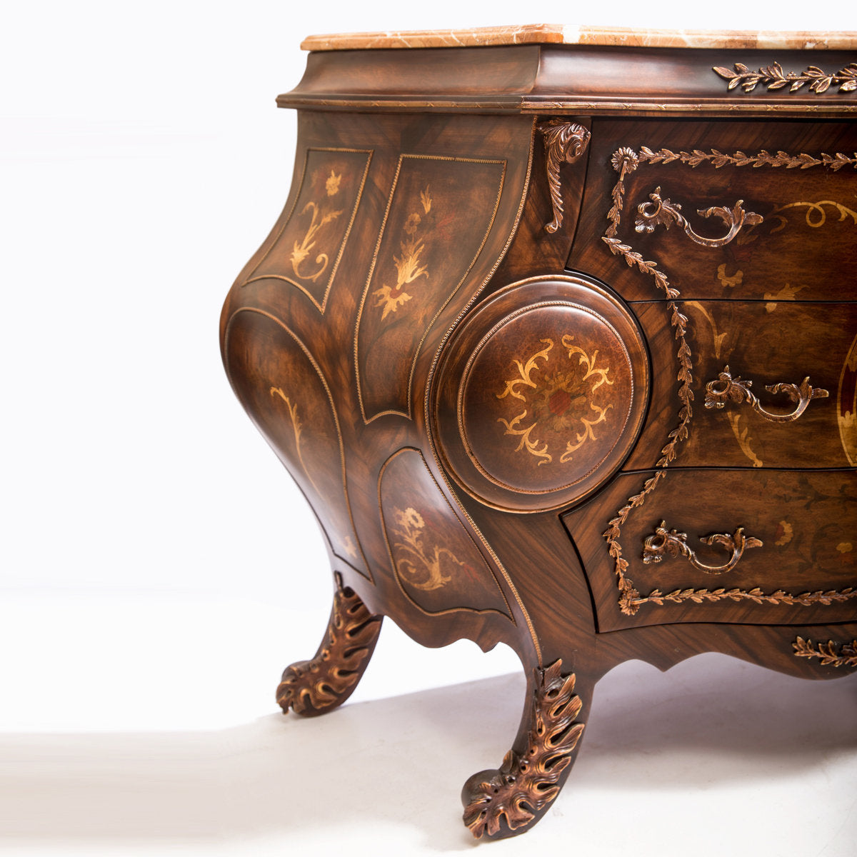 Louis XV Style Curved Commode with Marble Top (Wide)