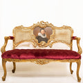 Louis XV Loveseat Tufted Seat Couch - Red