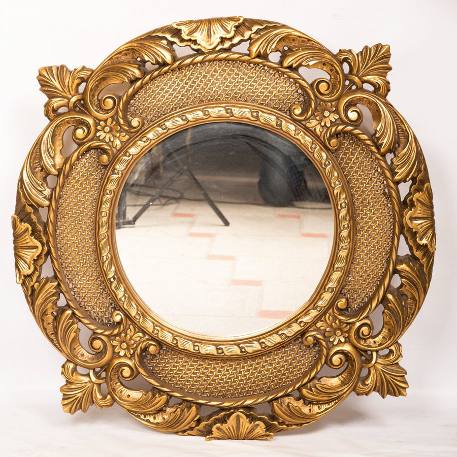 Circular Gold Gilded Decorative Mirror